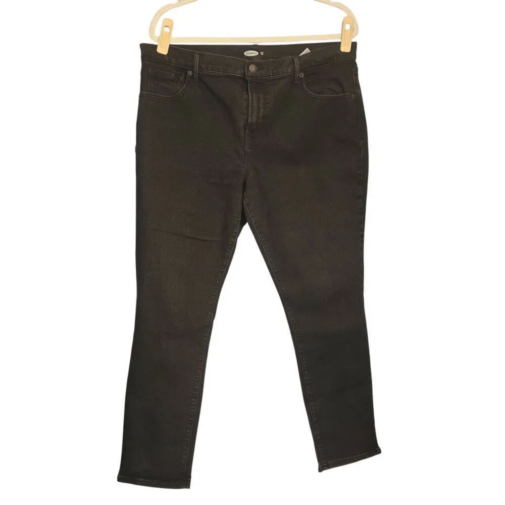 Old Navy Women's Size 16 SHORT Curvy Skinny Black Acid Wash Denim Jeans
